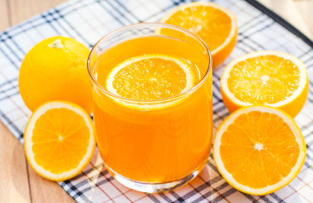 Orange juice and orange drink.の写真素材