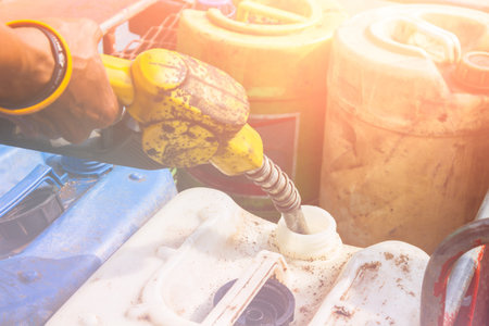 Fueling gallon to use the Emergency.の写真素材