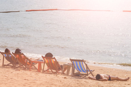 The summer holiday at sea with family and loved ones.の写真素材