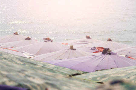umbrella and beach holiday during the summer.の写真素材