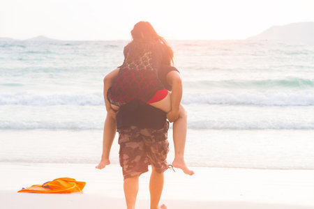 Lovers and romantic seaの写真素材