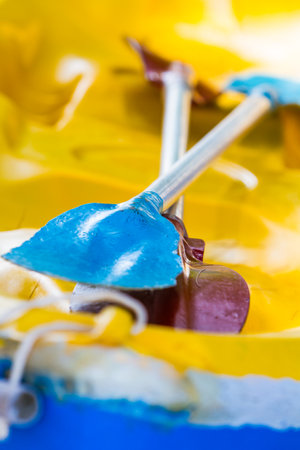 a kayak, water sports, fun and entertainment with stunning sea vacation.の写真素材