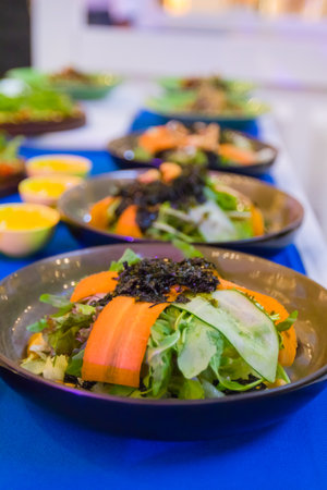Salad vegetables are very healthy and the body consists of many types of vegetables and delicious gravy.の写真素材