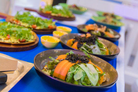 Salad vegetables are very healthy and the body consists of many types of vegetables and delicious gravy.の写真素材