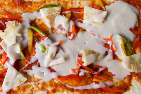 Pizza is an Italian restaurant that is popular around the world cooked by chefs who are capable of doing the dishes cooked with tomato sauce and a variety of vegetables and herbs.の写真素材