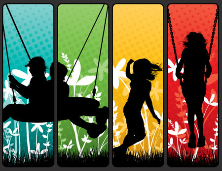 Kids Silhouetteのイラスト素材