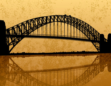 Sydney Harbour Bridge Silhouetteのイラスト素材