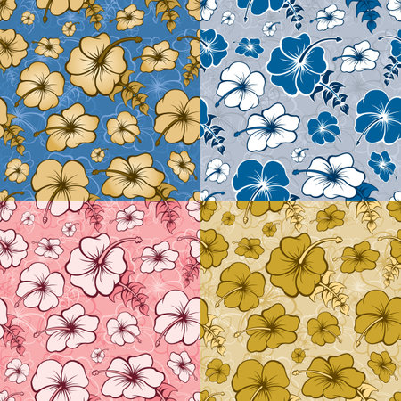 Hibiscus Seamless Patternのイラスト素材
