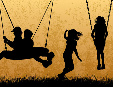 Kids Silhouetteのイラスト素材