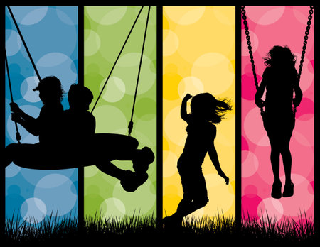 Kids Playingのイラスト素材