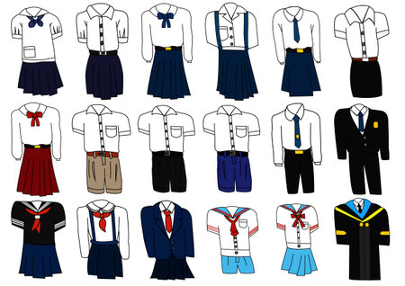 Set of thai student\'s uniformのイラスト素材