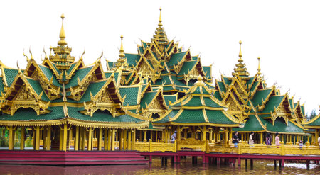 Architecture in ancient city samutsakorn, thailandの写真素材