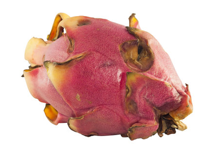 Close up Dragon fruit not fresh on white backgroundの写真素材