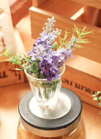 Plastic flower for decoration in the resturantの写真素材