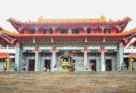 Architecture in Wenwu Temple located at Sun Moon Lake, Taiwanのeditorial素材