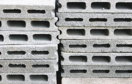 Closeup of white bricklayer arrangement backgroundの写真素材