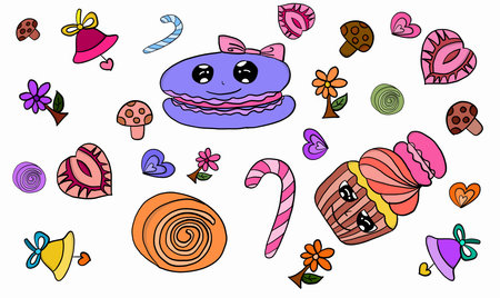 Drawing of Dessert Collectionの写真素材