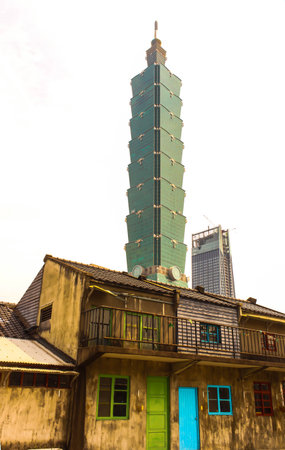 Landscape of Taichung military dependants village and Taipei 101のeditorial素材