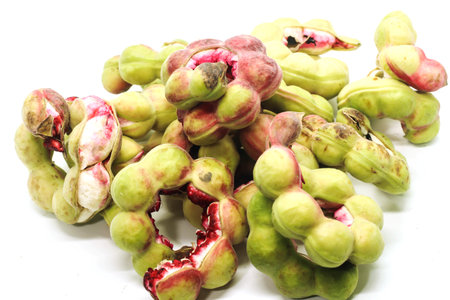 Macro of group Manila tamarind isolated white backgroundの写真素材