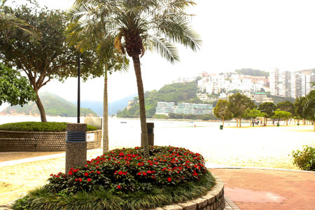 The sea of Tin Hau Temple Repulse Bay in Hong Kongの写真素材