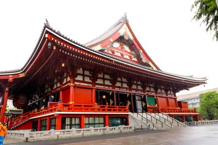Closeup of Architecture at Sensoji Temple Asakusa in Tokyo, Japanのeditorial素材