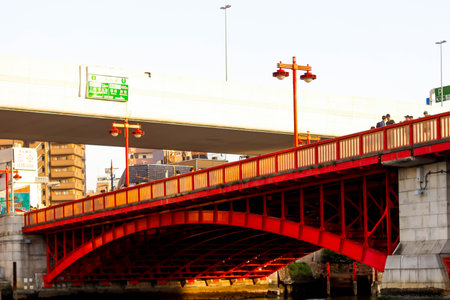 JAPAN - April 21th 2018 Landscape of sumida river viewpoint to see big bridge in tokyo.JPGのeditorial素材