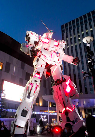 JAPAN - April 21th 2018 The legend of Gundam The real size model of Gundam robot in Odaiba, Tokyoのeditorial素材