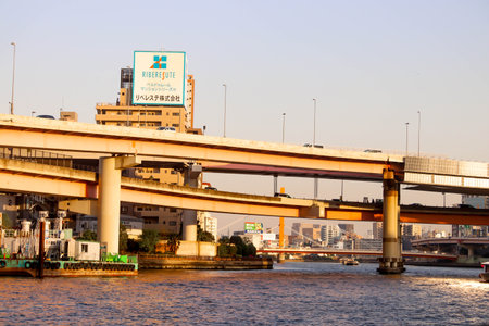 JAPAN - April 21th 2018 View sumida river viewpoint and bridge in tokyoのeditorial素材