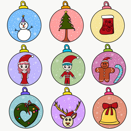 Vector of set ball christmas illustrationのイラスト素材