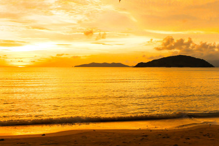 Beauty orange view of  sea sunset in thailandの写真素材