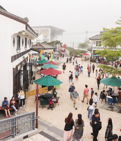 NONGPING, HONGKONG - 29 March 2019  Closeup of People are enjoy at Nong Ping village on 29 March, 2019のeditorial素材