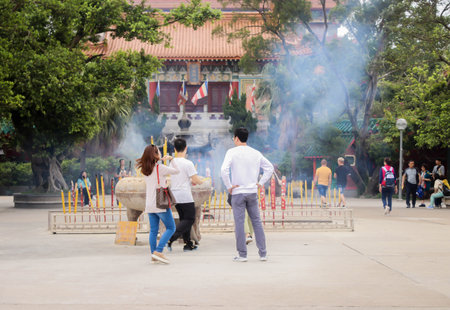 NONGPING, HONGKONG - 29 March 2019 People are enjoy at Nong Ping village on 29 March, 2019のeditorial素材