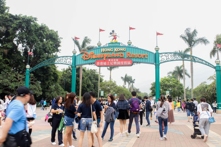 HONGKONG, HONGKONG - 30 March 2019 Entrances to Hong Kong Disneyland Resort on 30 March, 2019のeditorial素材
