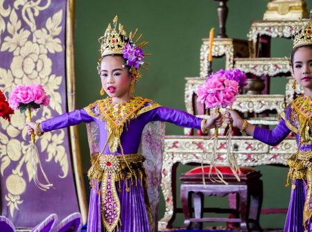 THAILAND,THAILAND -26 June 2019 Little child girl Thai dance on 26 June 2019のeditorial素材