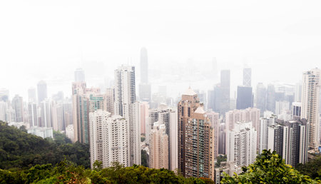 viewpoint of Victoria peak highest can see view of the victoria Habourの写真素材