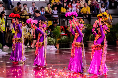 THAILAND,THAILAND -26 June 2019 Four of Little child Thai dance on 26 June 2019のeditorial素材