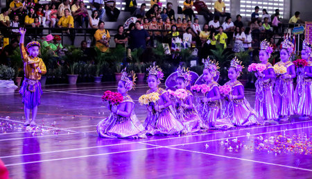 THAILAND,THAILAND -26 June 2019 View Groups Little child Thai dance on 26 June 2019のeditorial素材