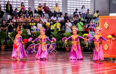 THAILAND,THAILAND -26 June 2019 View of Groups Little child Thai dance on 26 June 2019のeditorial素材