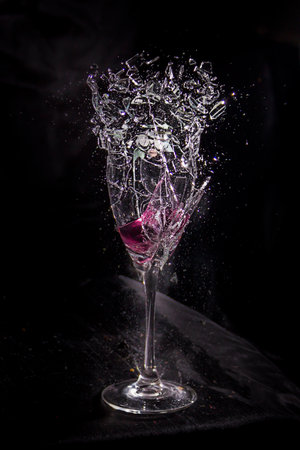Wine glass shatteringの写真素材