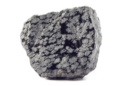 Rough stone of Obsidian mineral from the USA isolated on a pure white backgroundの写真素材