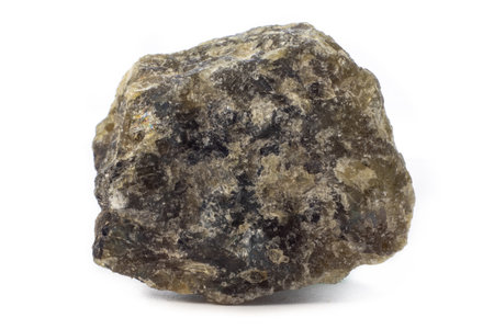 Labradorite mineral from Madagascar isolated on a pure white backgroundの写真素材
