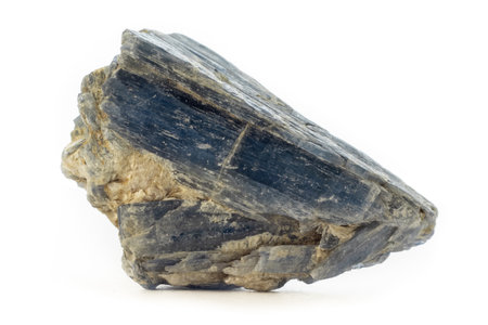 Rock of cyanite mineral from Brazil isolated on a pure white background. Also known as kyanite.の写真素材