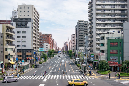 Tokyo, Japan - July 28, 2019: View of Showa-Dori ave in Asakusa districtのeditorial素材