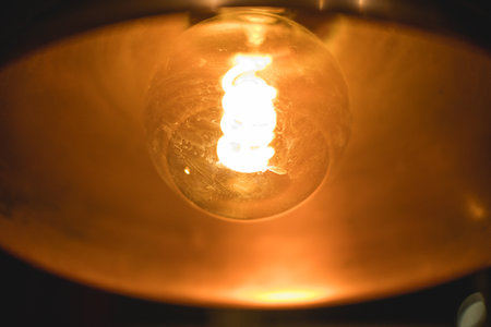 Abstract photo of a bulb with bright lightの写真素材