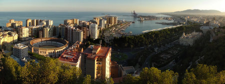Panoramic view of the city of Malaga, Andalusia, Spainの写真素材