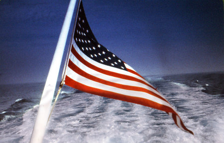 U.S. Flag at back of boat