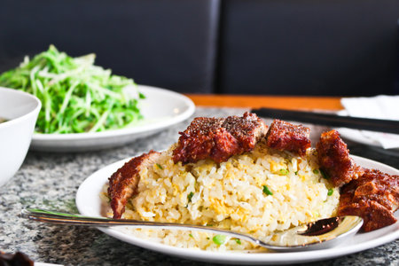 Fried Rice with Pork BBQの写真素材