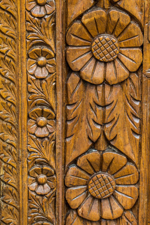 Closed up wooden door patternの写真素材