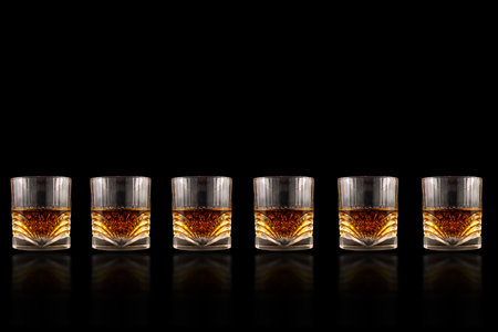 glasses on black backgroundの写真素材