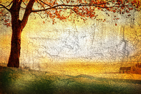 golden autumn landscapeの写真素材